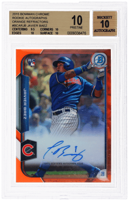 2015 Bowman Chrome Rookie Autograph Orange Refractor Javier Baez #BCAR-JB 14/25 BGS 10