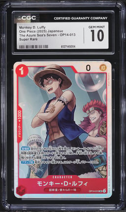 2025 One Piece Japanese The Azure Sea's Seven SR Monkey D. Luffy #OP14-013 CGC 10 GEM MINT