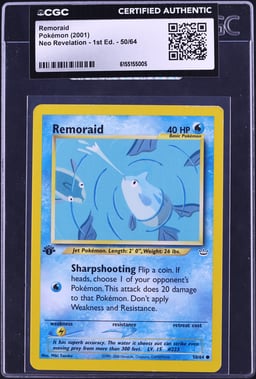 2001 Pokemon Neo Revelation 1st Edition Remoraid #50 CGC AUTH