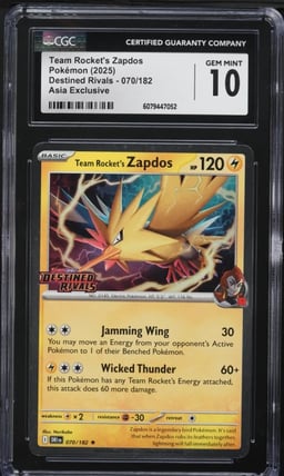 2025 Pokemon SV Destined Rivals Asia Exclusive Team Rocket's Zapdos #70 CGC 10