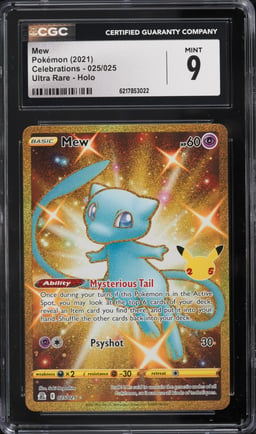 2021 Pokemon Sword & Shield Celebrations Gold Rare Shiny Mew #25 CGC 9 MINT