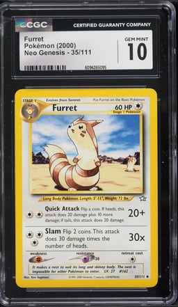 2000 Pokemon Neo Genesis Furret #35 CGC 10 GEM MINT