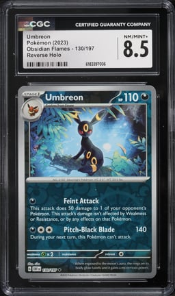 2023 Pokemon Scarlet & Violet Obsidian Flames Reverse Holo Umbreon #130 CGC 8.5 NM-MT+