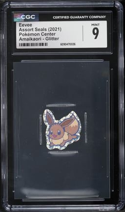 2021 Pokemon Center Assort Seals Amaikaori Glitter Eevee CGC 9 MINT
