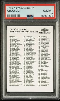 1999 FLEER MYSTIQUE INSERTS CHECKLIST # 1-150 PSA 10