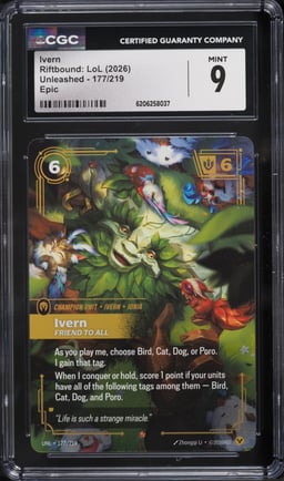 2026 Riftbound League Of Legends LoL Unleashed Ivern #177 CGC 9 MINT