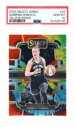 2024 Panini Select WNBA Concourse Tie-Dye Prizm Sabrina Ionescu #63 2/25 PSA 10