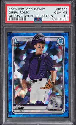 2020 Bowman Chrome Draft Sapphire Drew Romo ROOKIE #BD-106 PSA 10 GEM MINT