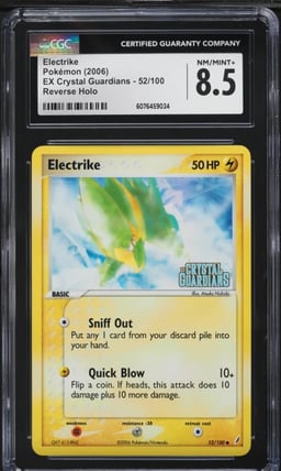 2006 Pokemon EX Crystal Guardians Reverse Holo Electrike #52 CGC 8.5 NM-MT+