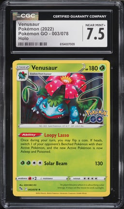 2022 Pokemon Sword & Shield Pokemon GO Holo Venusaur #3 CGC 7.5 NRMT+