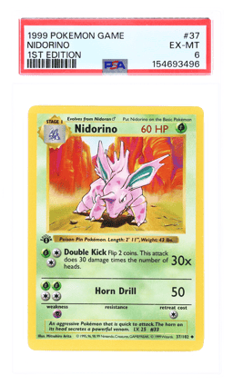 1999 Pokemon Base Set 1st Edition Nidorino #37 PSA 6