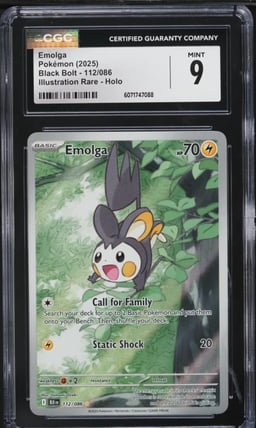 2025 Pokemon Black Bolt Illustration Rare Holo Emolga #112 CGC 9 MINT