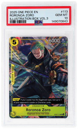 2025 One Piece Promo Illustration Box Volume 3 Roronoa Zoro #OP07-113 PSA 10