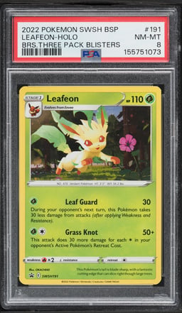 2022 Pokemon Sword & Shield Black Star Promo Brilliant Stars Holo Leafeon #SWSH191 PSA 8 NM-MT
