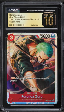 2023 One Piece The Three Captains SR Roronoa Zoro #OP01-025 CGC 10 PRISTINE