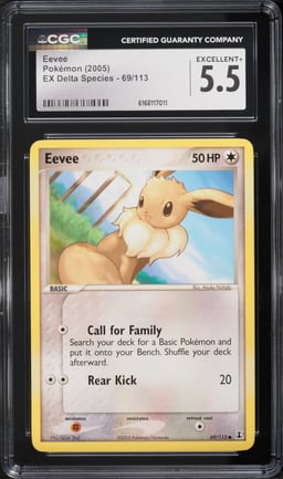 2005 Pokemon Ex Delta Species Eevee #69 CGC 5.5 EX+
