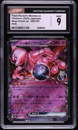 2025 Pokemon Japanese Mega Dream Ex Holo Team Rocket's Mewtwo EX #63 CGC 9 MINT