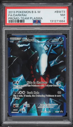 2013 Pokemon Black & White Black Star Promo Team Plasma Full Art Darkrai #BW73 PSA 7 NRMT