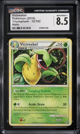 2010 Pokemon HeartGold & SoulSilver Triumphant Holo Victreebel #12 CGC 8.5 NM-MT+