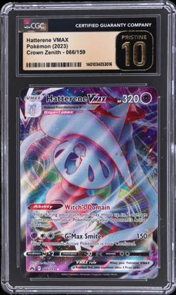 2023 Pokemon Sword and Shield Crown Zenith Galarian Gallery Hatterene Vmax #66 CGC BL