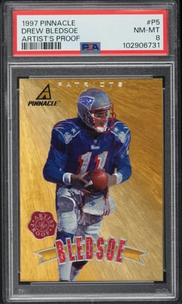 1997 Pinnacle Artist's Proof Drew Bledsoe #P5 PSA 8 NM-MT