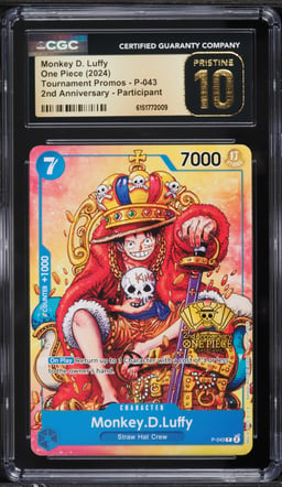 2024 One Piece Promo 2nd Anniversary Participant Alt Art Monkey D. Luffy #P-043 CGC 10 PRISTINE