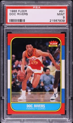 1986 Fleer Basketball Doc Rivers ROOKIE #91 PSA 9 MINT