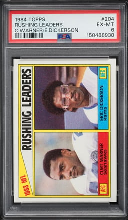 1984 Topps Football Curt Warner & Eric Dickerson ROOKIE, RUSHING LEADERS #204 PSA 6 EXMT