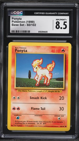 1999 Pokemon Base Set Ponyta #60 CGC 8.5 NM-MT+