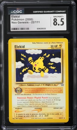 2000 Pokemon Neo Genesis Elekid #22 CGC 8.5 NM-MT+