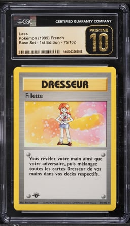 1999 Pokemon French Base Set 1st Edition Lass #75 CGC 10 PRISTINE
