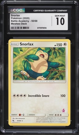 2020 Pokemon SWSH Battle Academy Mewtwo Deck Snorlax #50 CGC 10 GEM MINT