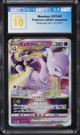 2022 Pokemon Japanese Sword & Shield Pokemon GO Mewtwo VSTAR #31 CGC 10 PRISTINE
