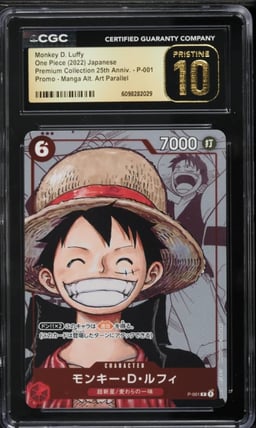 2022 One Piece Japanese Premium 25th Anniversary Alt Art Monkey D Luffy #P-001 CGC 10 PRISTINE