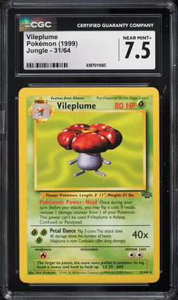 1999 Pokemon Jungle Vileplume #31 CGC 7.5 NRMT+