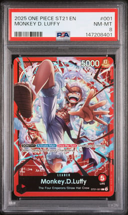 2025 ONE PIECE STARTER DECK ST21-EX GEAR 5 001 MONKEY D. LUFFY PSA 8