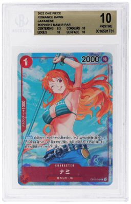 2023 One Piece Promo Saikyo Jump Mini Deck Japanese Super Rookie Alternate Art Nami #OP01-016 BGS 10