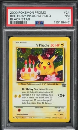 2001 Pokemon Black Star Promo Holo Birthday Pikachu #24 PSA 7 NRMT