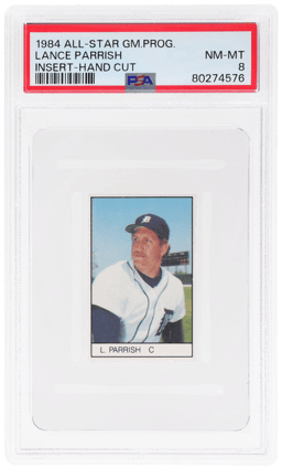 1984 All-Star Game Program Inserts Hand Cut Lance Parrish PSA 8
