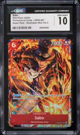 2026 One Piece Promo Illustration Box Vol. 5 SR Alt Art Sabo #OP05-007 CGC 10 GEM MINT