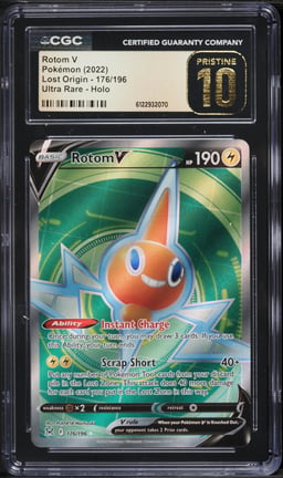 2022 Pokemon Sword & Shield Lost Origin Full Art Rotom V #176 CGC 10 PRISTINE