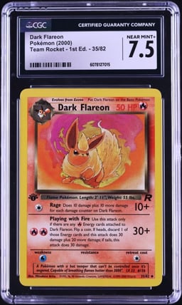 2000 Pokemon Team Rocket 1st Edition Dark Flareon #35 CGC 7.5 NRMT+