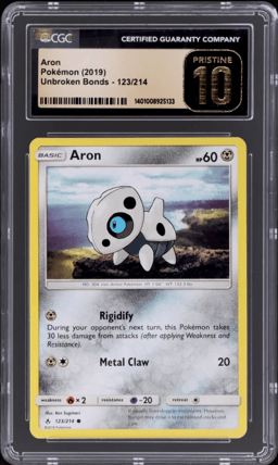 2019 Pokemon Sun and Moon Unbroken Bonds Aron #123 CGC BL