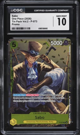 2026 One Piece Promo Tin Pack Vol.2 Alt Art Sabo #P-073 CGC 10 GEM MINT