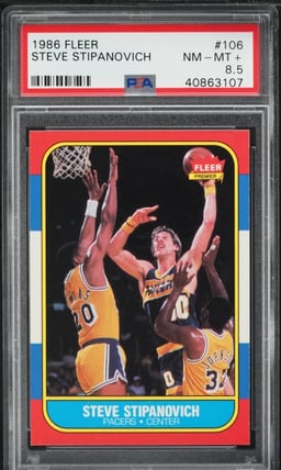 1986 Fleer Basketball Steve Stipanovich #106 PSA 8.5 NM-MT+