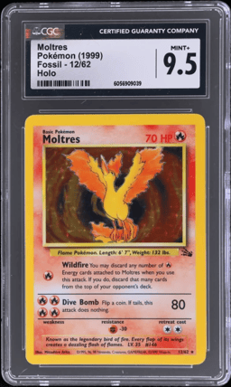 1999 Pokemon Fossil Holo Moltres #12 CGC 9.5
