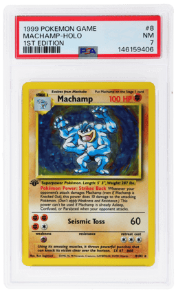 1999 Pokemon Base Set 1st Edition Holo Machamp #8 PSA 7