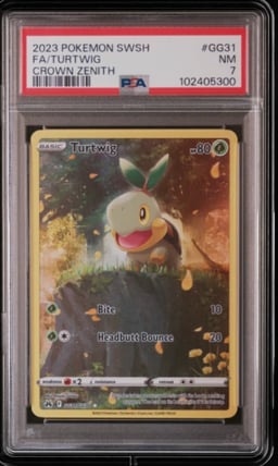 2023 POKEMON SWORD & SHIELD CROWN ZENITH #GG31 FULL ART/TURTWIG PSA 7