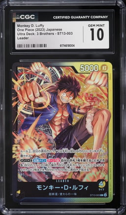 2023 One Piece Japanese Ultra Deck 3 Brothers Leader Monkey D. Luffy #ST13-003 CGC 10 GEM MINT