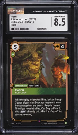 2026 Riftbound League Of Legends LoL Unleashed Ivern #051 CGC 8.5 NM-MT+
